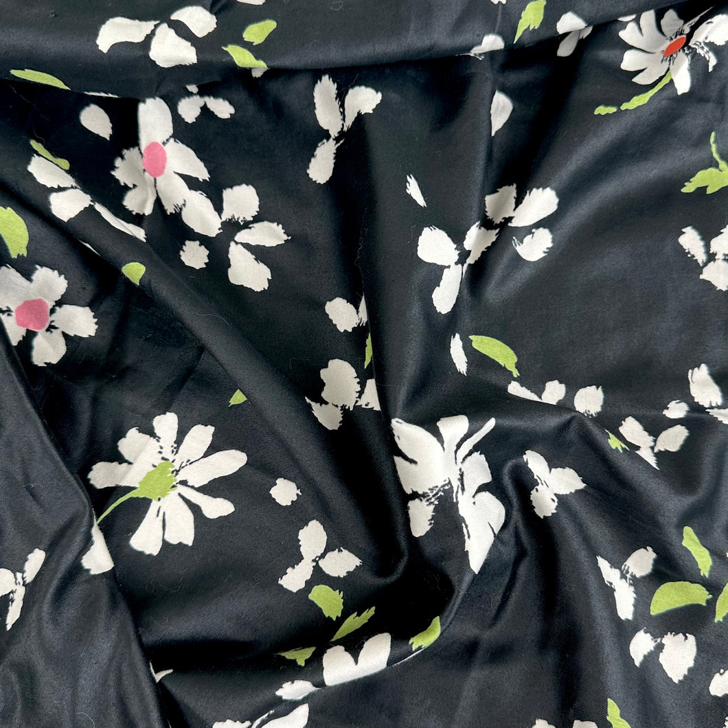 Cotton Home Decor, Black with White Flowers (HDH0446)(WDW)