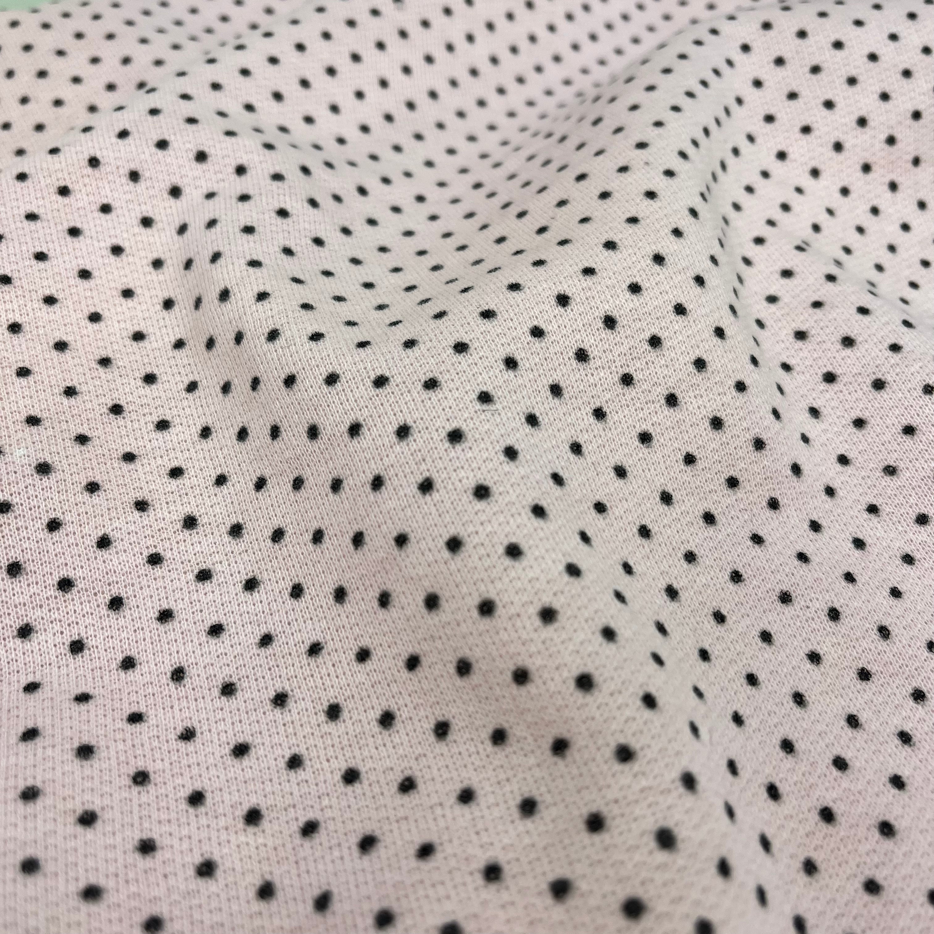 Fleece-back Knit - Pink with Black Dots (KXX0233)