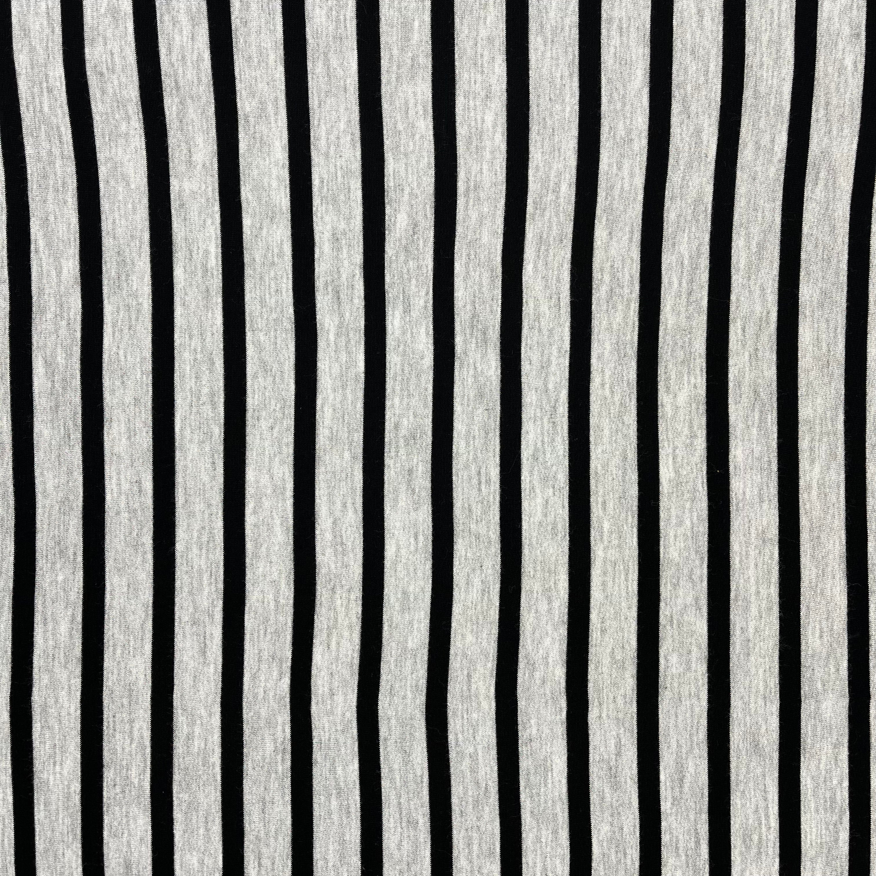 Cotton Blend French Terry - Grey & Black Stripes (KFR0696)
