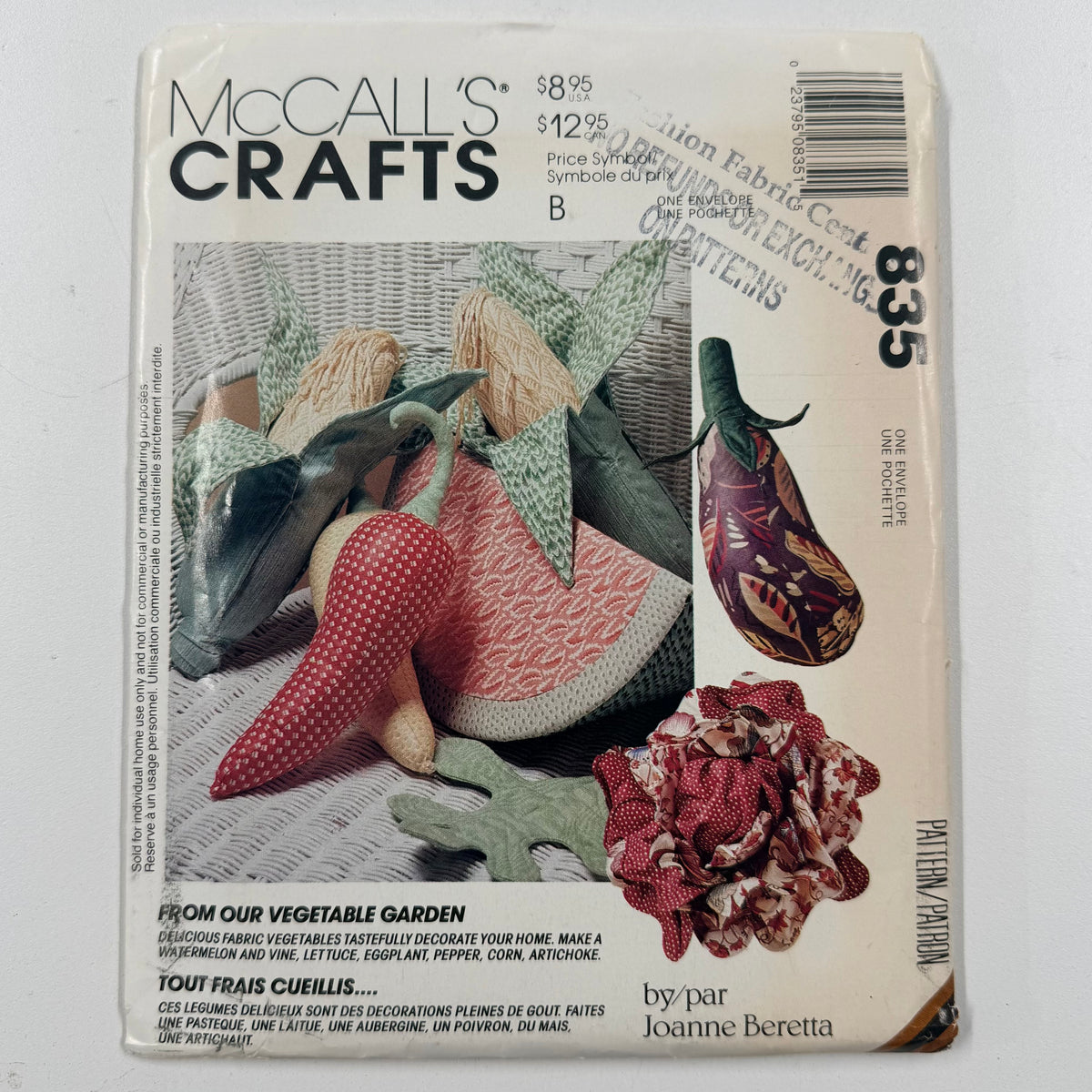 McCall's Craft Pattern - 835 Fabric Vegetables (NPA0581)