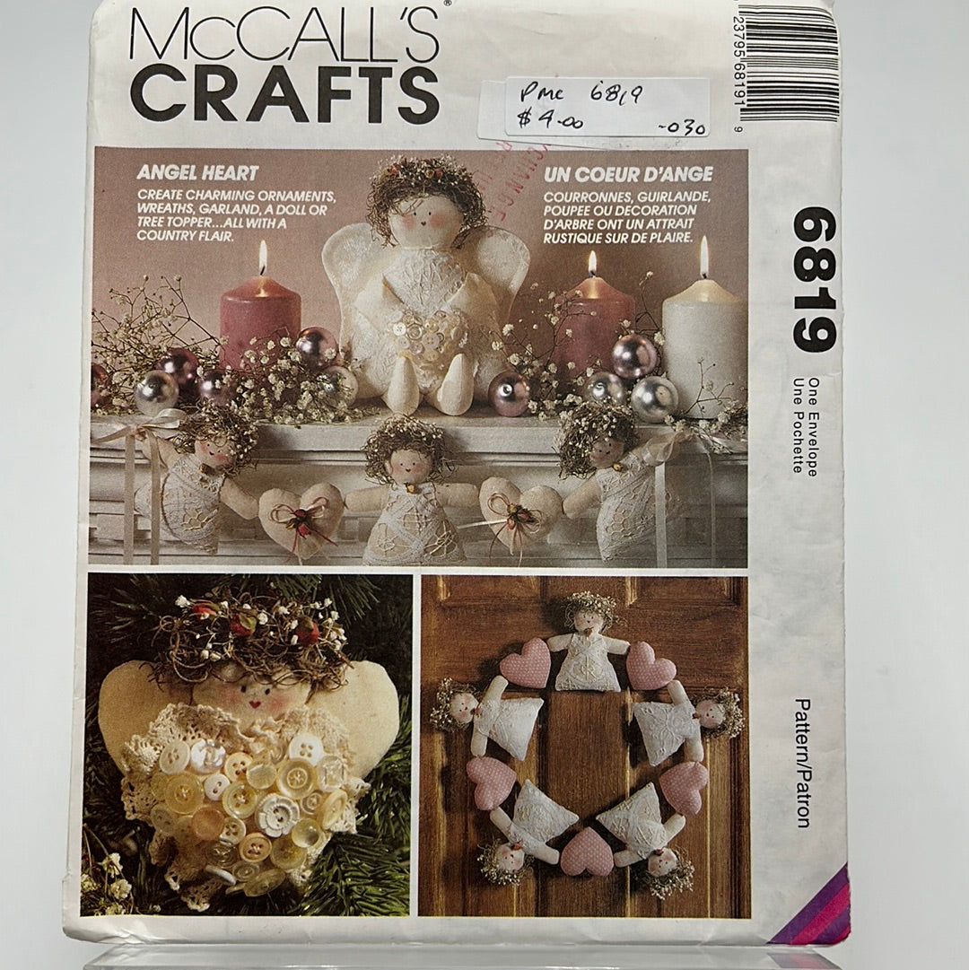 MCCALL'S Pattern One-Size, Angel Heart Ornaments (PMC6819)(NPA)
