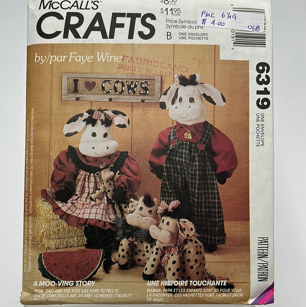 MCCALL'S Pattern, Cow Doll Package (PMC6319)