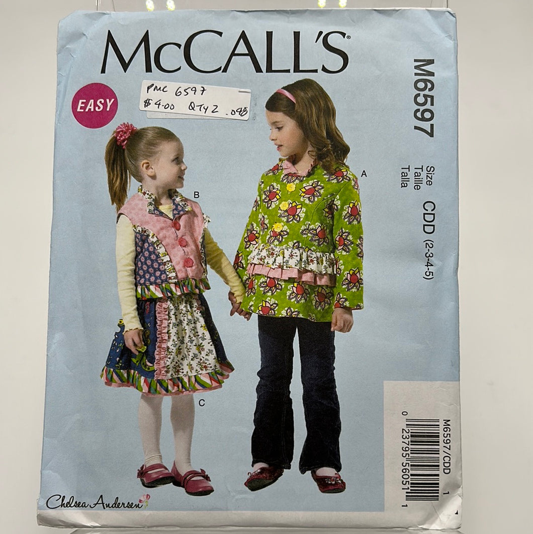 MCCALL'S Pattern, Children's/Girl's Jacket, Vest & Skirt (PMC6597)