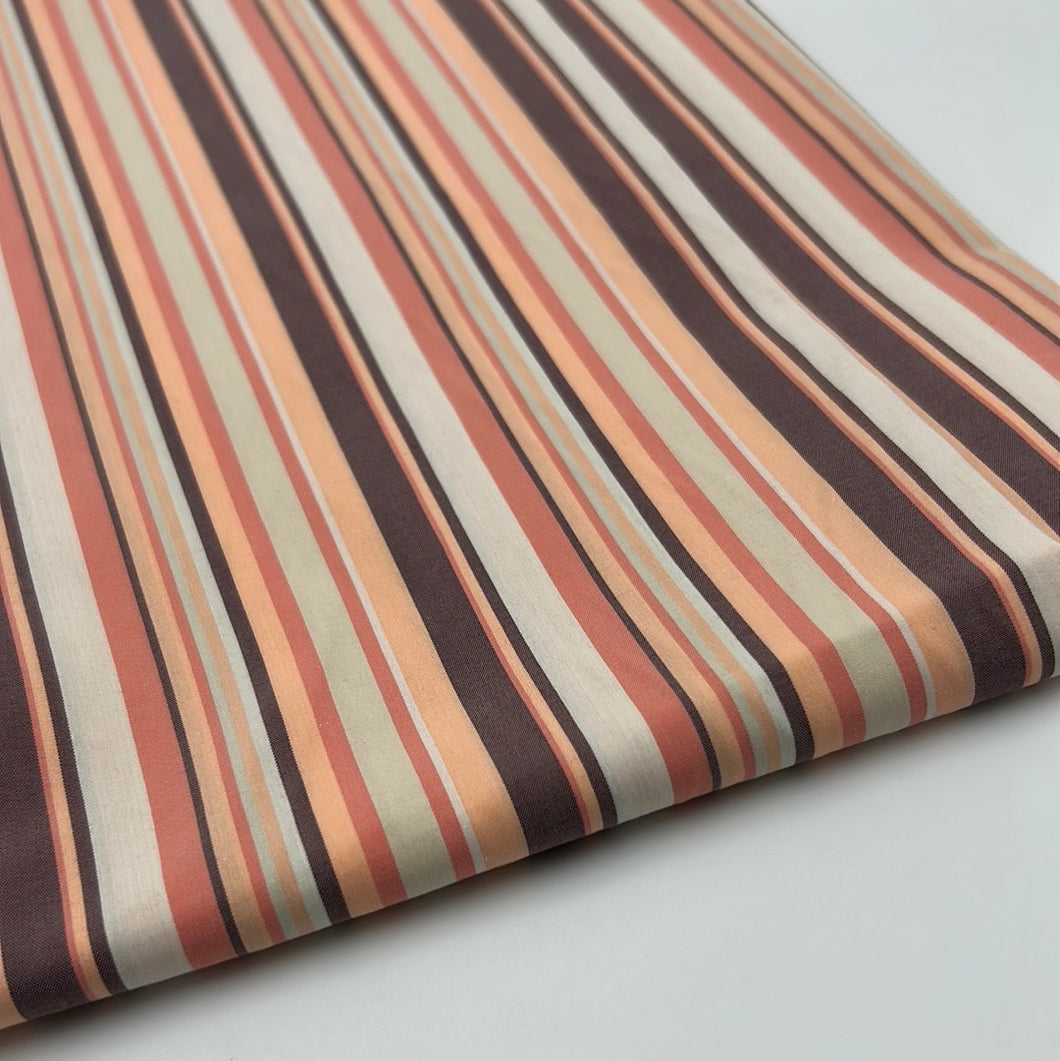Stretch Cotton Shirting, Peach & Brown Stripes (WDW1302:1303)