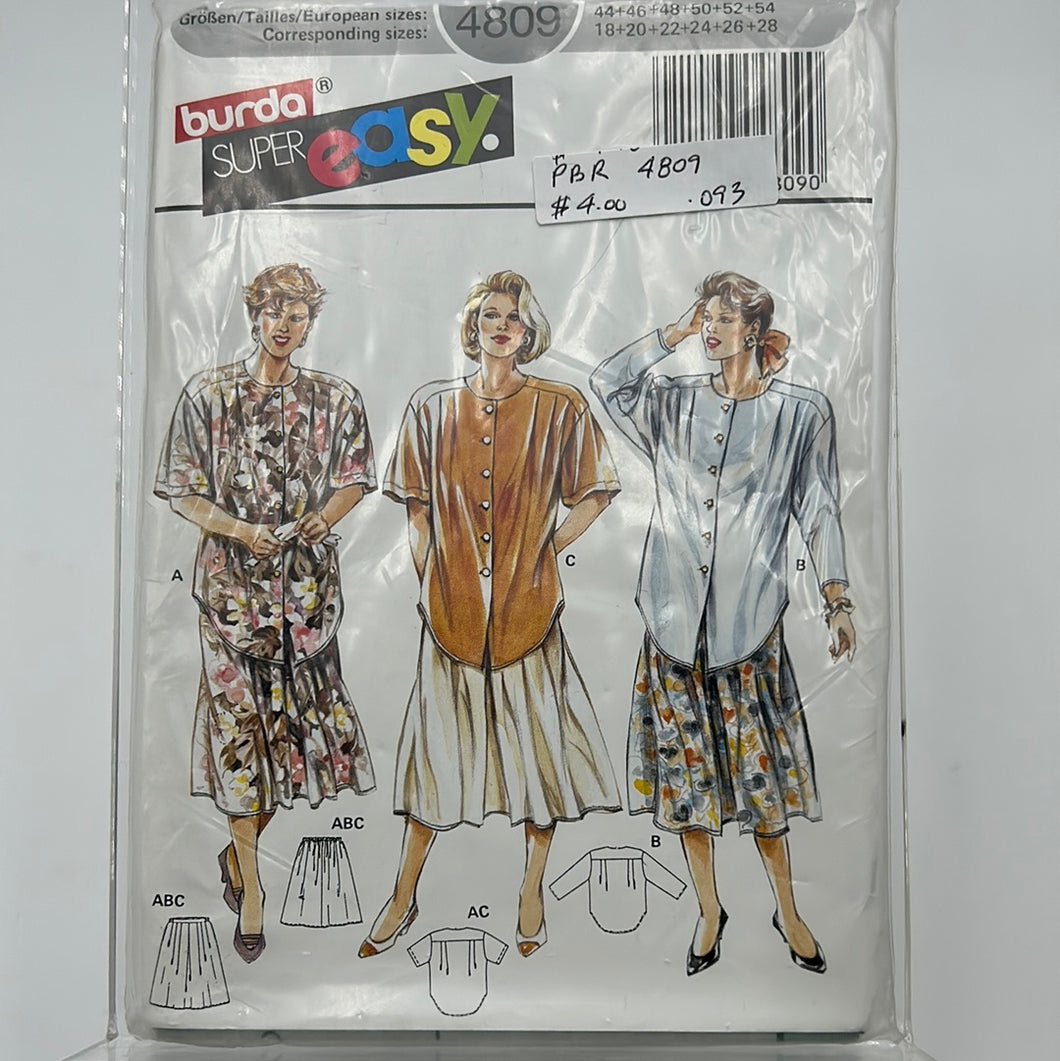 BURDA Pattern, Misses' Blouse & Skirt (PBR4809)