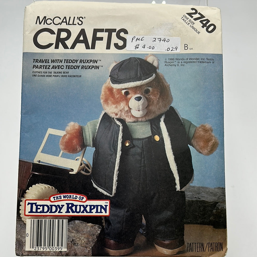 MCCALL'S Pattern, Teddy Ruxpin Outfit (PMC2740)