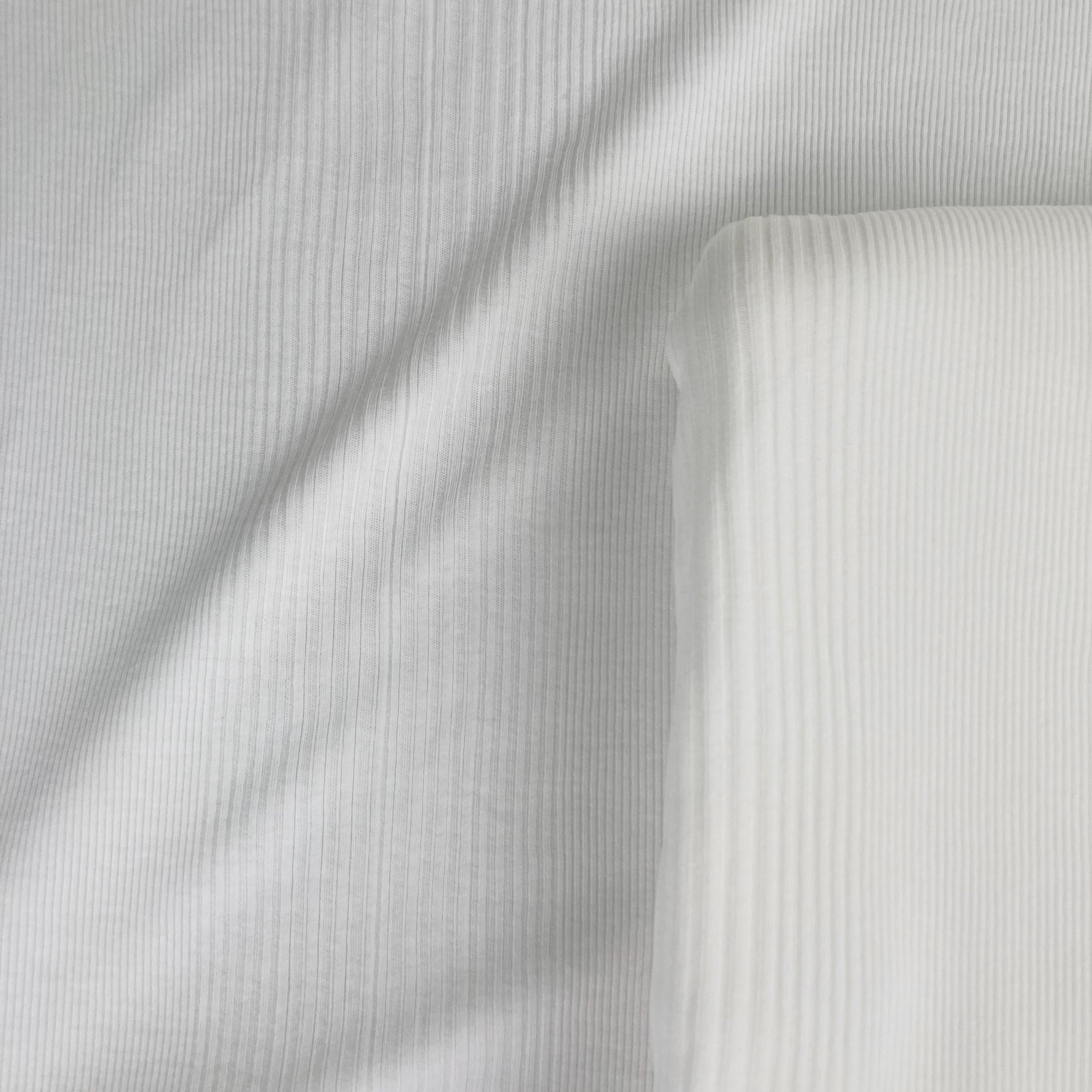 Cotton Ribbed Sweater Knit - White (KSW0485)