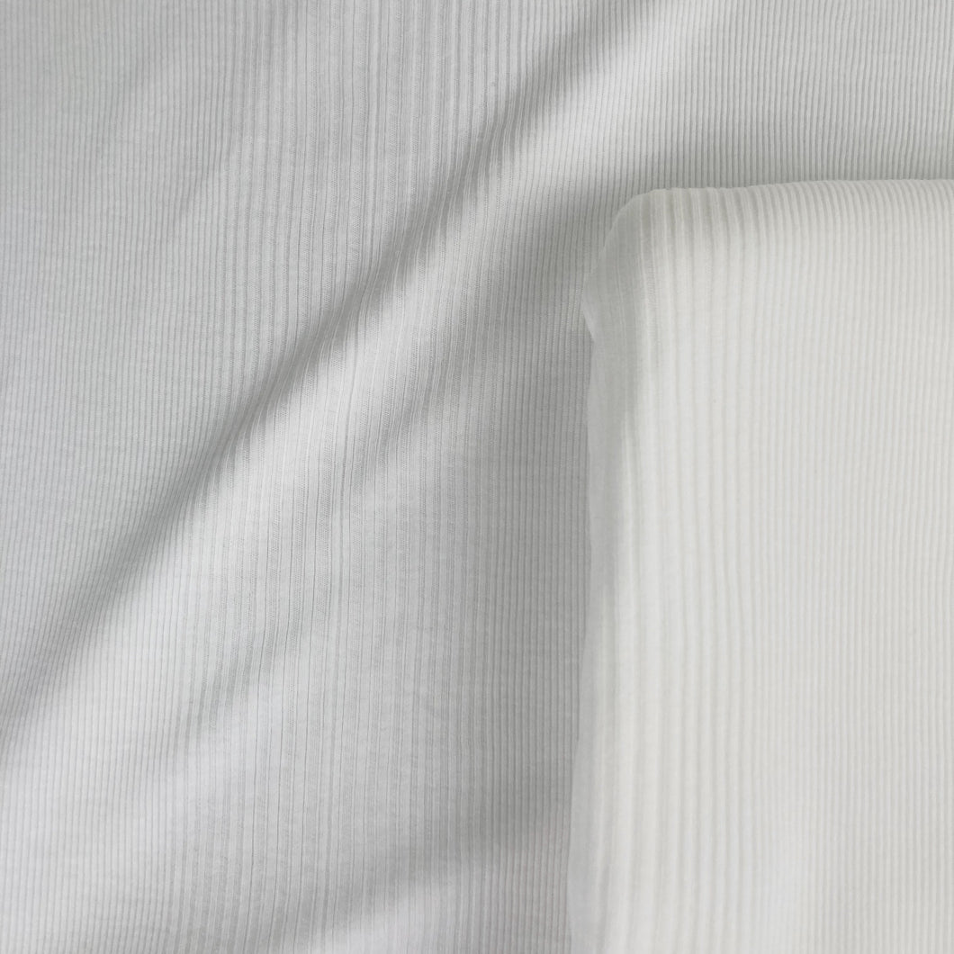 Cotton Ribbed Sweater Knit - White (KSW0485)