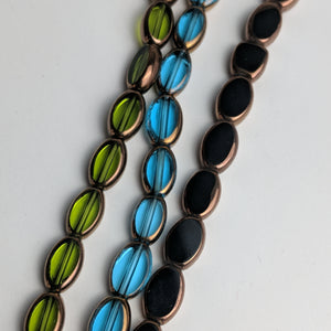Glass/Metal Beads, Strand, Blue, Black & Green (NBD0080:82)