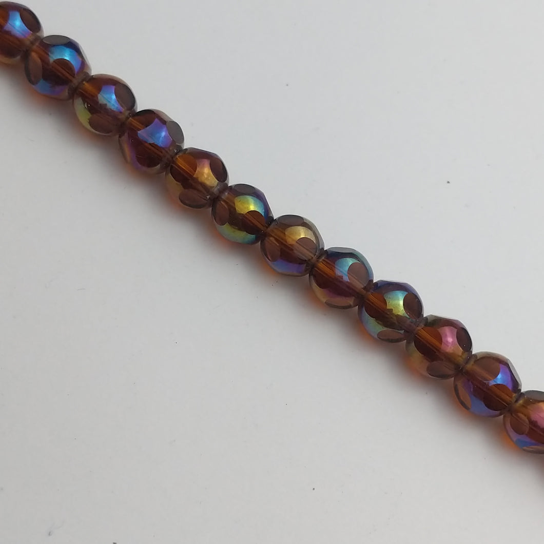 Glass/Metal Beads, Strand, Amber Rainbow (NBD0177)