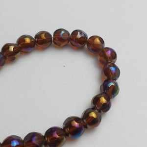 Glass/Metal Beads, Strand, Amber Rainbow (NBD0177)