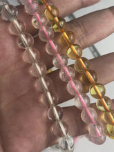 Load and play video in Gallery viewer, Circle Glass Beads, Strand, Pink, Clear &amp; Gold (NBD0286:288)
