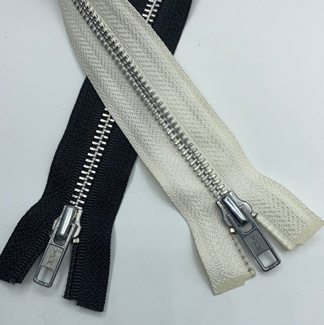 Separating Metal Zipper, Ivory & Black (61cm-76cm) (NZP0182:196)