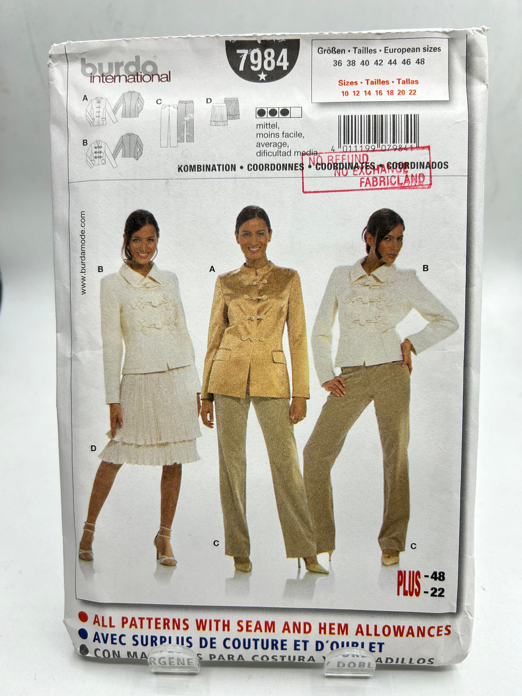 BURDA Pattern Jacket, Skirt & Pants (PBR7984)