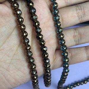 Glass/Metal Beads, Strand, Blue/Copper (NBD0206:208)