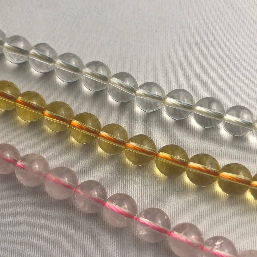 Circle Glass Beads, Strand, Pink, Clear & Gold (NBD0286:288)