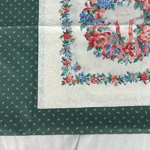 Cotton Panel Print, Green & White with Floral (HDH0306)