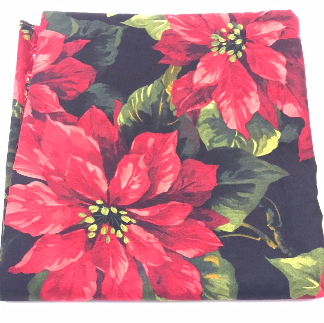Quilting Cotton, Red Poinsettas on Black (WQC1170)