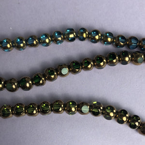 Glass/Metal Beads, Strand, Green & Blue (NBD0221:223)