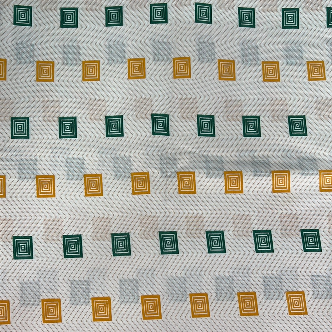 Cotton, Yellow + Green Squares on Beige (WDW0612:613)