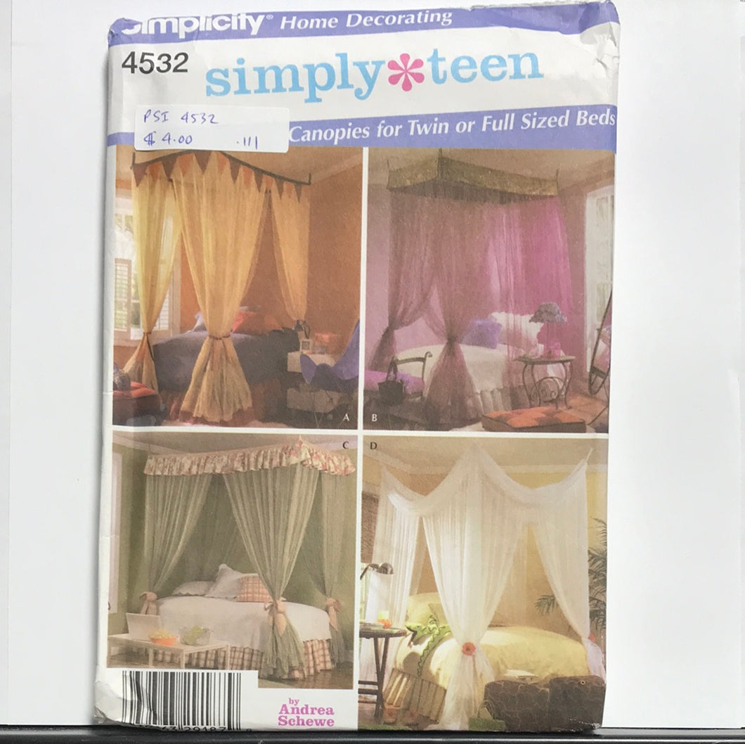 SIMPLICITY Pattern, Bed Canopy (PSI4532)