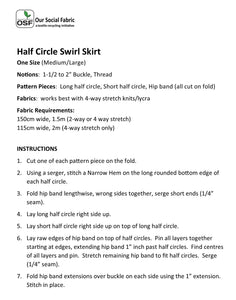 Half Circle Swirl Skirt Pattern, POSF2020