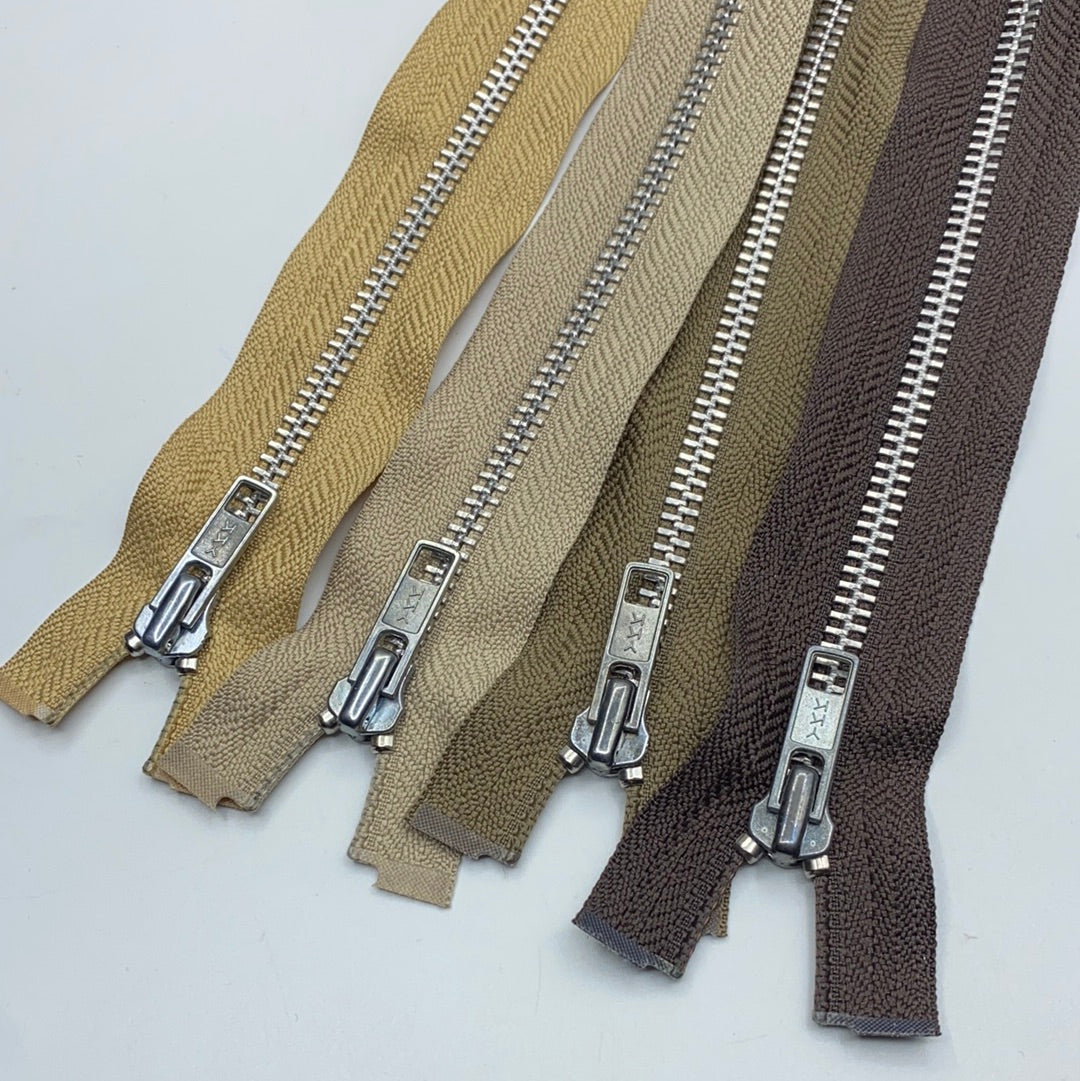 Separating Metal Zipper, Various Browns (58cm-72cm) (NZP0197:213)