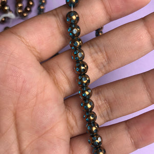 Glass/Metal Beads, Strand, Blue/Copper (NBD0206:208)