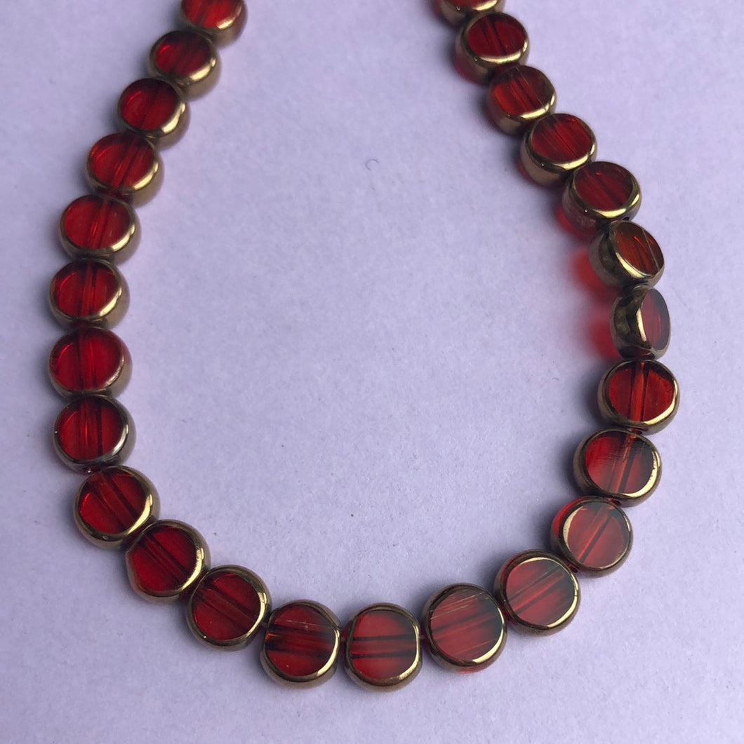 Glass/Metal Beads, Strand, Red, Black & Mauve (NBD0263:265)