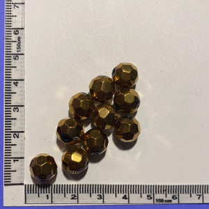 Faceted Sphere Glass Beads, Bronze (NBD0526)