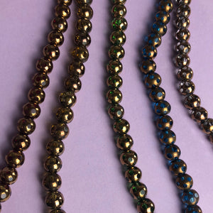 Glass/Metal Beads, Strand, 5 Colours (NBD0216:220)