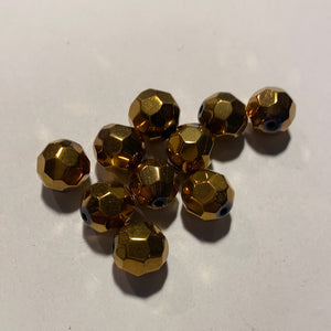Faceted Sphere Glass Beads, Bronze (NBD0526)